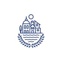 santorini europa veneza logotipo linha conceito ilustração vetorial vetor