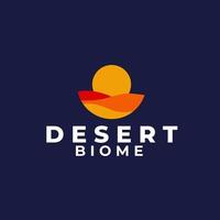 deserto com ilustração vetorial de conceito de logotipo do sol vetor