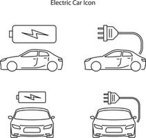 ícone de carro elétrico isolado no fundo branco. ícone de carro elétrico contorno linha fina símbolo de carro elétrico linear para logotipo, web, app, ui. sinal simples de ícone de carro elétrico. vetor