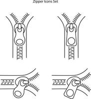 ícone de zíper isolado no fundo branco da coleção de costura. ícone de zíper linha fina contorno símbolo de zíper linear para logotipo, web, app, ui. sinal simples do ícone do zíper. vetor