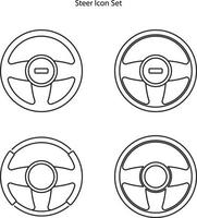 conjunto de ícones de volante isolado no fundo branco. ícone do volante linha fina contorno símbolo de volante linear para logotipo, web, app, ui. sinal simples do ícone do volante. vetor