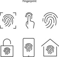 ícone de impressão digital isolado no fundo branco. ícone de impressão digital símbolo de impressão digital moderno e moderno para logotipo, web, app, ui. vetor