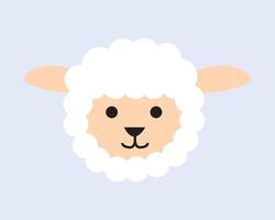 uma ilustração de cabeça de animal bonito em um design plano. uma cabeça de ovelha. vetor