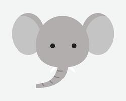 uma ilustração de cabeça de animal bonito em um design plano. uma cabeça de elefante. vetor