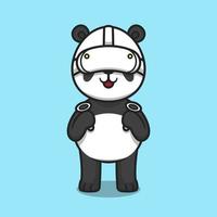 panda bonito usando ilustração de ícone de desenho animado de fone de ouvido de realidade virtual vetor