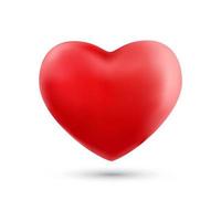 feliz dia dos namorados com símbolo 3d balão de coração vermelho isolado no fundo branco. vetor