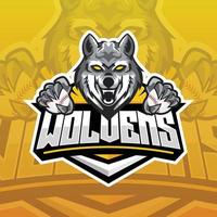 jogos de logotipo wolf e-sport vetor