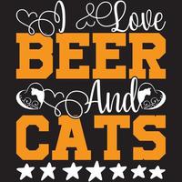 eu amo cerveja e gatos vetor