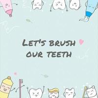 vamos escovar os dentes. ilustração de convite para que as crianças sejam diligentes em escovar os dentes todos os dias vetor