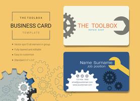 Modelo de design de cartão de nome comercial de caixa de ferramentas. vetor