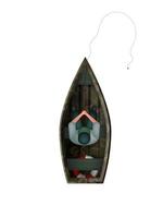 um pescador em um barco de madeira. conceito de pesca. isolado. ilustração vetorial vetor