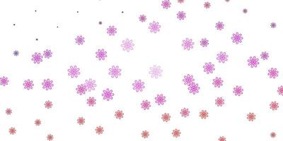fundo do doodle do vetor roxo, rosa claro com flores.