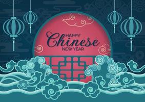 vetor de arte de fundo oriental para design de banner de ano novo chinês