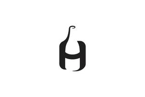 logotipo da garrafa letra h, design de conceito de espaço negativo exclusivo, identidade da marca vetor