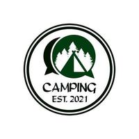 logotipo de conversa de acampamento, logotipo de aventura vetor