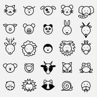 conjunto de design de vetor de ícone animal de linha preta