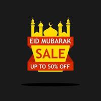venda especial de banner eid mubarak, venda com desconto de até 50% de desconto em ofertas em fundo preto vetor