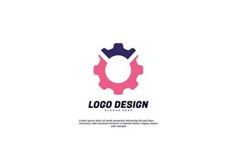 engrenagem de logotipo de ideia criativa abstrata de vetor de estoque para empresa de marca e modelo de design colorido de negócios