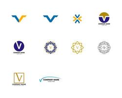 conjunto de design de modelo de logotipo de letra inicial v vetor