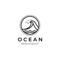 ícone do oceano onda linha arte logotipo minimalista design de ilustração vetorial vetor