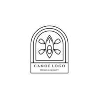 canoa linha arte ícone logotipo minimalista ilustração vetorial design caiaque vetor