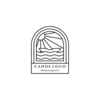 sol canoa história linha arte ícone logotipo design de ilustração vetorial minimalista vetor