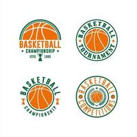 conjunto de logotipo de vetor de campeonato de basquete