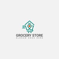 logotipo de mercearia ícone de logotipo de compras online simples e moderno vetor