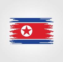 bandeira da coreia do norte com design de estilo pincel aquarela vetor