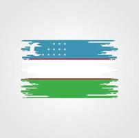 bandeira do uzbequistão com design de estilo pincel aquarela vetor