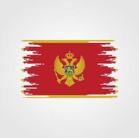 bandeira de montenegro com design de estilo pincel aquarela vetor