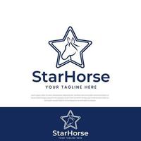 logotipo estrela com design de arte de linha moderna de cavalo, símbolo, ícone, modelo vetor