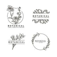 mão floral desenhada para design de modelo de logotipo vetor