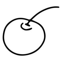 ícone de doodle de contorno desenhado de cereja. ilustração vetorial de uma cereja crua fresca de esboço de baga saudável em um galho para impressão, internet, dispositivos móveis e infográficos isolados em um fundo branco. vetor