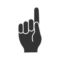 ícone de glifo de mão do ponteiro do céu. gesto de deus. dedo indicador para cima. símbolo de silhueta. espaço negativo. ilustração vetorial isolada vetor