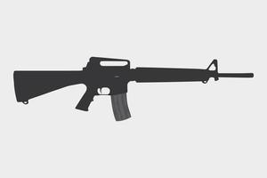 ilustração vetorial plana de silhueta de rifle de assalto de máquina automática m16 eua