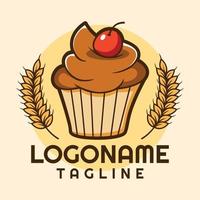 logotipo de cupcake, modelo de logotipo de padaria, adequado para restaurante e loja. vetor