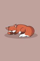 ilustração de design de personagens de sono de raposa de animal fofo vetor