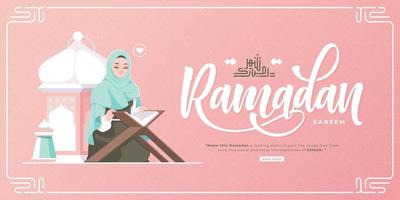 lindo design de banner feliz ramadan kareem vetor