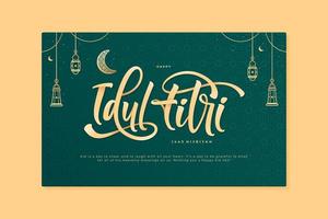 cartão idul fitri significa design indonésio eid mubarak vetor