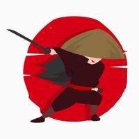 personagem de desenho animado de samurai do japão vetor