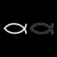 símbolo peixe ícone conjunto ilustração de cor branca estilo simples imagem simples vetor