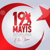 19 mayis ataturk'u anma, genclik ve spor bayrami. 19 de maio comemoração do dia de ataturk, juventude e esportes. vetor