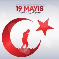 19 mayis ataturk'u anma, genclik ve spor bayrami. 19 de maio comemoração do dia de ataturk, juventude e esportes. vetor