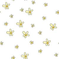 flores de margarida amarela sobre fundo branco vector flor sem costura padrão para design minimalista.