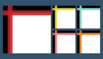 conjunto de banner de modelo de faixa de fita colorida. fundo quadrado vermelho, azul amarelo, rosa, laranja. vetor