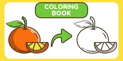 livro de colorir doodle de desenho animado desenhado à mão laranja kawaii para crianças vetor