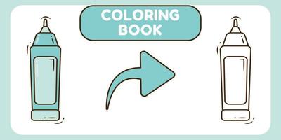 caneta de correção bonito livro de colorir doodle desenhado à mão para crianças vetor