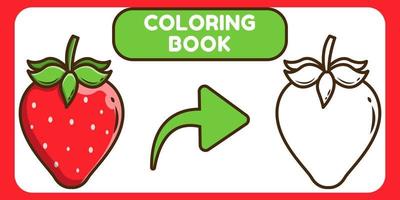 livro de colorir de desenho animado desenhado à mão de morango bonito para crianças vetor