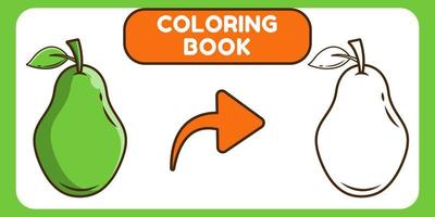 livro de colorir de desenho animado desenhado à mão de abacate bonito para crianças vetor